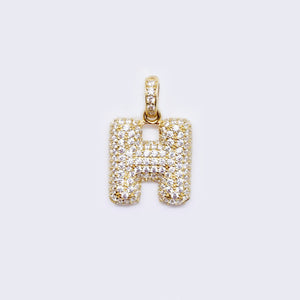 14K Cubic Zirconia "H" Initial Gold Bubble Charm 14K Cubic Zirconia "H" Initial Gold Bubble Charm