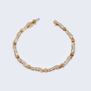 10K Gold Two Tone Wavy Diamond Link Bracelet 10K Gold Two Tone Wavy Diamond Link Bracelet