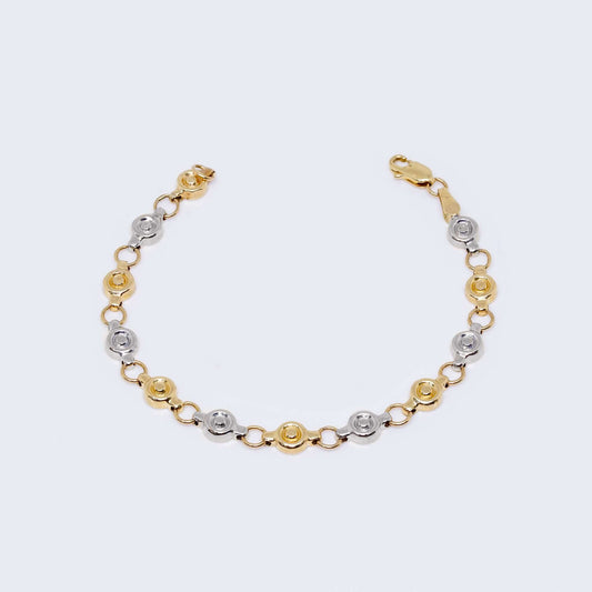 14K Two Colors Gold Round Shape Design Bracelet