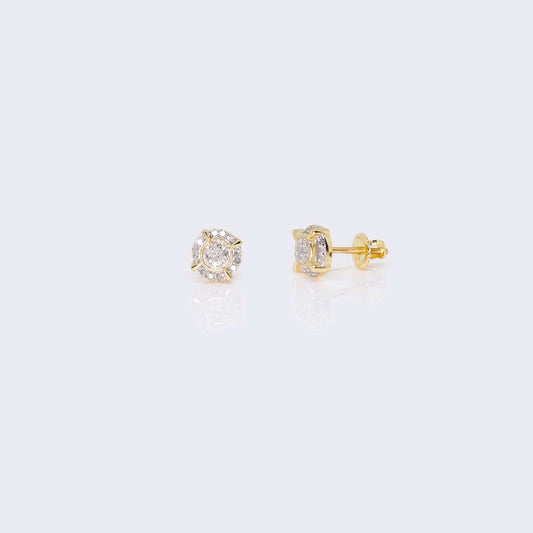 14K Gold Round Design 0.18 CTW Diamond Earrings