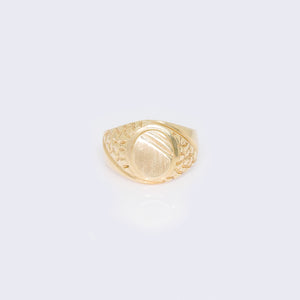 14K Engravable Brush Finished On Top Round Signet Ring 14K Engravable Brush Finished On Top Round Signet Ring