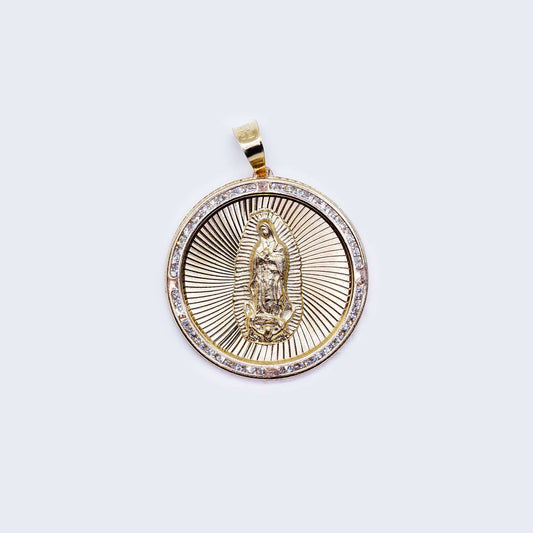 14K Virgen de Guadalupe Cubic Zirconia Pendant Charm
