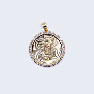 14K Virgen de Guadalupe Cubic Zirconia Pendant Charm 14K Virgen de Guadalupe Cubic Zirconia Pendant Charm