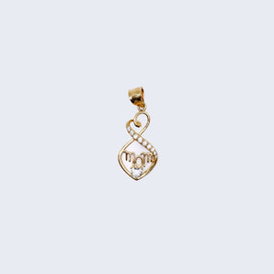 10K Gold “Mom” infinity and heart form Pendant Charm with Zirconia Stones 10K Gold “Mom” infinity and heart form Pendant Charm with Zirconia Stones
