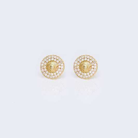 10K Cubic Zirconia Pave Medusa Stud Earrings