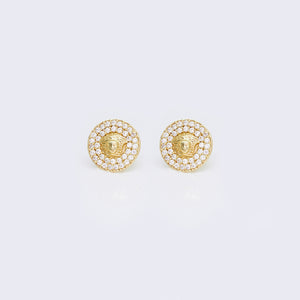 10K Cubic Zirconia Pave Medusa Stud Earrings 10K Cubic Zirconia Pave Medusa Stud Earrings