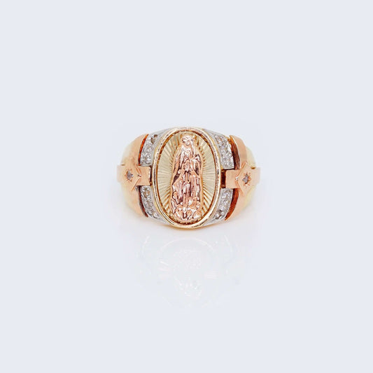 14K VIRGEN MARY 3 TONE COLOR WITH Cubic Zirconia