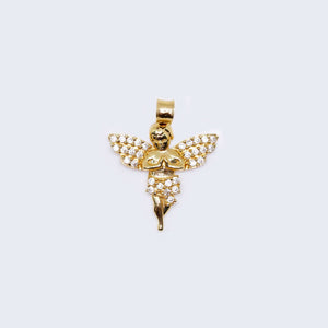 14K Gold Angel with Cubic Zirconia Stones Pendant Charm 14K Gold Angel with Cubic Zirconia Stones Pendant Charm