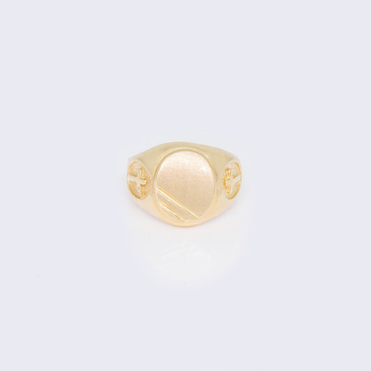 14K Double Cross Signet Ring