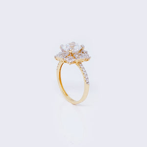 14K Cross Flower Design Engagement Ring with Cubic Zirconia 14K Cross Flower Design Engagement Ring with Cubic Zirconia