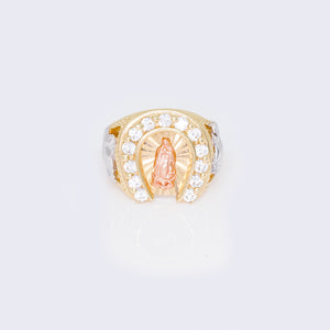 14K Cubic Zirconia Virgen de Guadalupe Horse Shoe Ring 14K Cubic Zirconia Virgen de Guadalupe Horse Shoe Ring