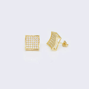 10K Concaved Square Pave Cubic Zirconia Stud Earrings 10K Concaved Square Pave Cubic Zirconia Stud Earrings