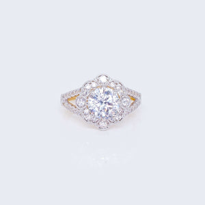 14K Flower Hollow Design Engagement Ring with Cubic Zirconia 14K Flower Hollow Design Engagement Ring with Cubic Zirconia