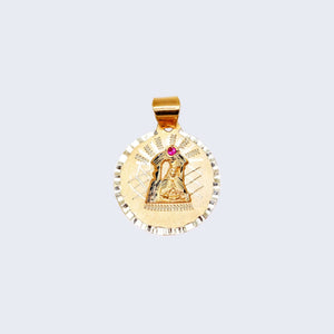 14K Gold Round Design Saint Barbara Pendant Charm 14K Gold Round Design Saint Barbara Pendant Charm