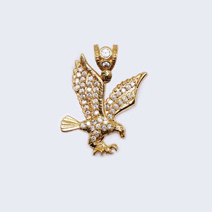 10K Gold Eagle Pendant Charm with Zirconia Stones 10K Gold Eagle Pendant Charm with Zirconia Stones