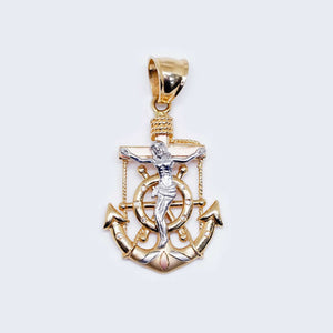 14K Anchor Cross with Jesus Pendant Charm 14K Anchor Cross with Jesus Pendant Charm