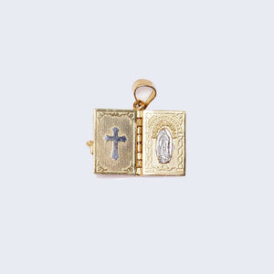 14K Gold Cross Virgen de Guadalupe Book Bible Pendant Charm 14K Gold Cross Virgen de Guadalupe Book Bible Pendant Charm