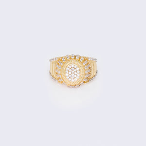 14K Cubic Zirconia Cluster Multi-Layer Signet Ring 14K Cubic Zirconia Cluster Multi-Layer Signet Ring