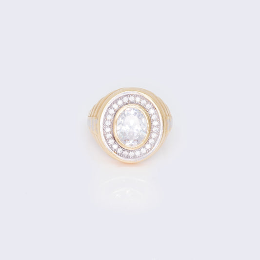 14K Oval Shape Cubic Zirconia Statement Ring