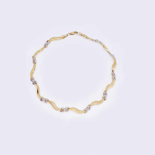 14K 2 tones Ribbon Ankle Bracelet