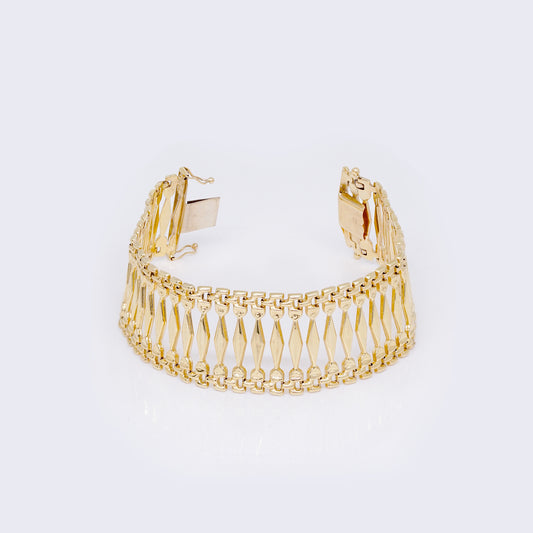 14K Vintage Wide Link Bracelet 7 3/4"