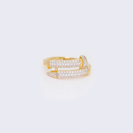 14K Cubic Zirconia Pave Nail Ring