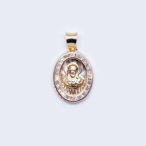 14K Christ Face Cubic Zirconia Pendant Charm 14K Christ Face Cubic Zirconia Pendant Charm