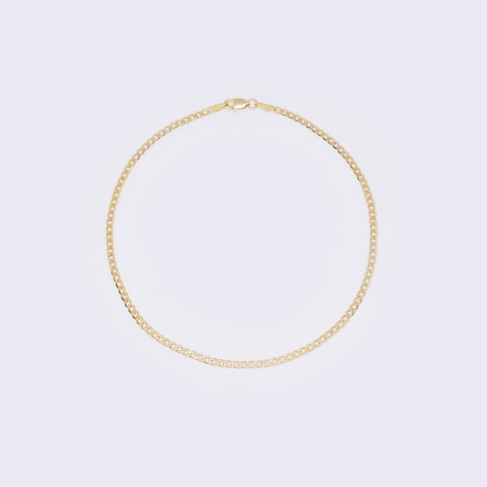 14K Yellow Gold Cuban Link Chain Ankle Bracelet 10 1/4" 2mm Thickness