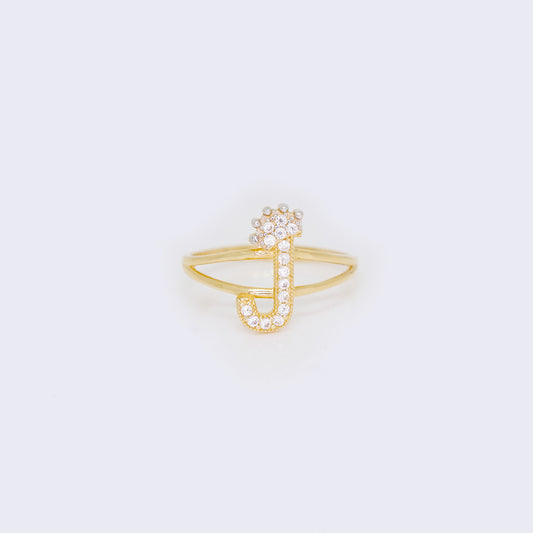 14K Ladies' Crown Initial Letter Ring "J"