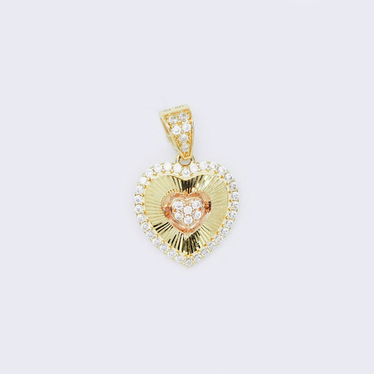 14K Encrusted Princess Heart Love Pendant