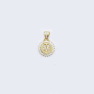 14K Round Cubic Zirconia Charm Letter "M" 14K Round Cubic Zirconia Charm Letter "M"