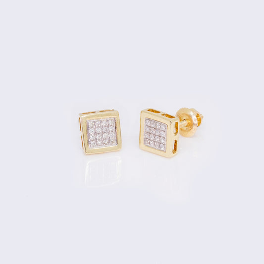 14K 0.1ct Diamond Pave Set Round Stud Earrings