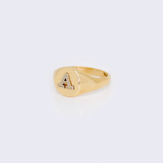 14K Signet Initial Ring "A"