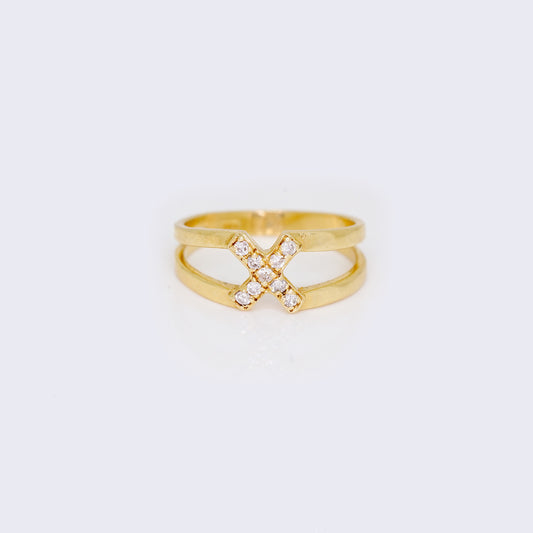 14K Ladies' Initial Letter Ring "X"