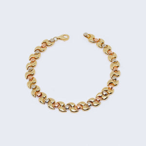 14K Solid Three Colors Gold Bracelet with Lobster Claw Clasp 14K Solid Three Colors Gold Bracelet with Lobster Claw Clasp