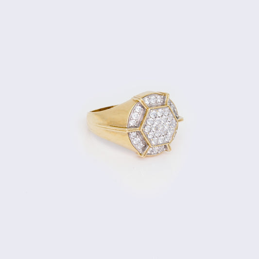 10K Cubic Zirconia Hexagon Pinky Ring