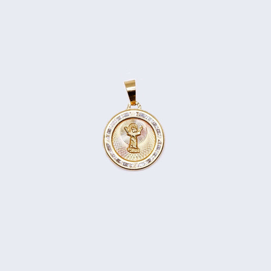 10K Gold Divine Child with Cubic Zirconia Stones Pendant Charm