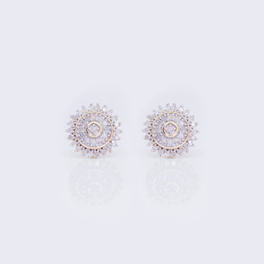10K Sunflower Design Micro-Pavé 0.25 Diamond Stud Earrings