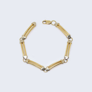 14K Gold Two Tones Double Linked Bracelet 14K Gold Two Tones Double Linked Bracelet