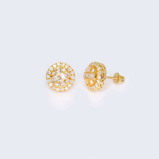 14K Gold Round Cross Design 0.94 CTW Diamond Earrings