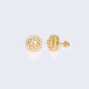 14K Gold Round Cross Design 0.94 CTW Diamond Earrings 14K Gold Round Cross Design 0.94 CTW Diamond Earrings