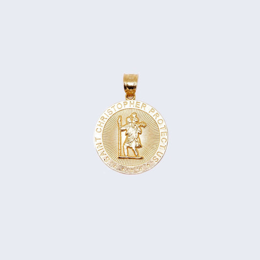 14K Gold Saint Christopher Pendant Charm