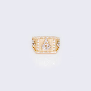 14K Cubic Zirconia Masonic Freemason Square & Compass Ring 14K Cubic Zirconia Masonic Freemason Square & Compass Ring