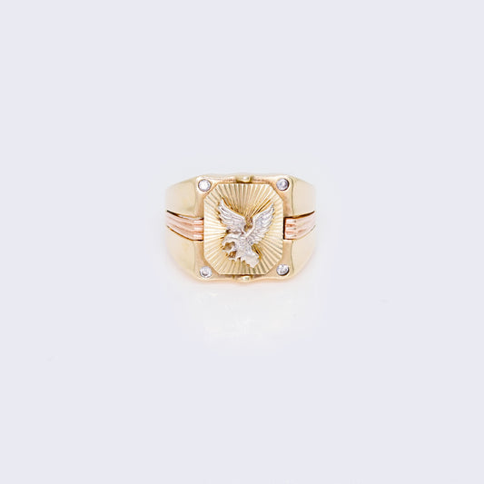 14K Tri-Color Cubic Zirconia Eagle Ring