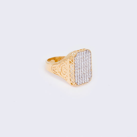 14K Parisian Rainbow Cubic Zirconia Pave Statement Ring