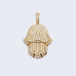 14K Gold Hamsa Hand with Cubic Zirconia Stones Pendant Charm 14K Gold Hamsa Hand with Cubic Zirconia Stones Pendant Charm