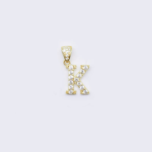 14K Cubic Zirconia Charm Letter "K"