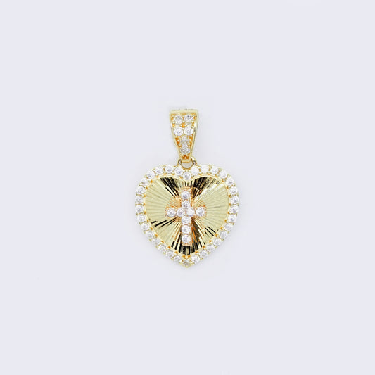 14K Heart/Cross Charm Pendant