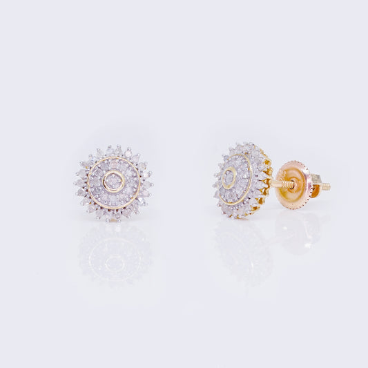 10K Sunflower Design Micro-Pavé 0.25 Diamond Stud Earrings