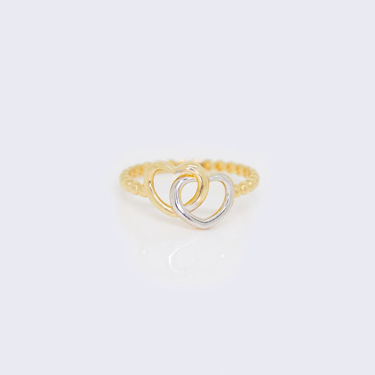 14K 2-Tones Hearts Ring